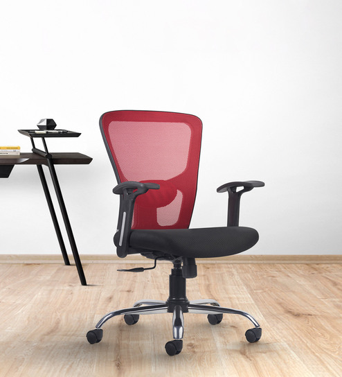 Leo Wave Breathable Mesh Ergonomic Chair in Red Colour