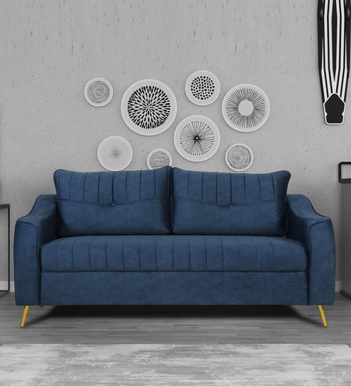 Leona Velvet 3 Seater Sofa in Royal Blue Colour