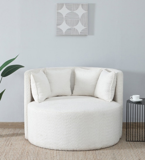 Leonel Boucle Accent Sofa In White Colour