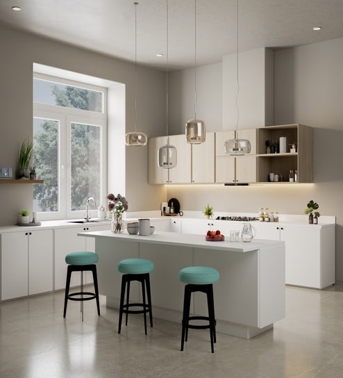 Lesbos Justo Fabric Bar Stool in Teal Colour