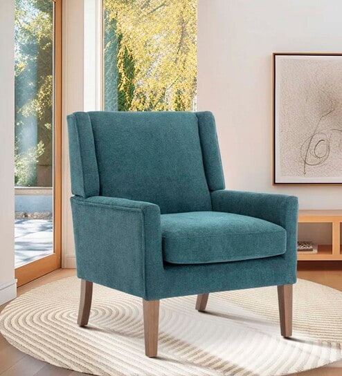 Leston Upholstered Fabric Arm Chair in Teal Colour