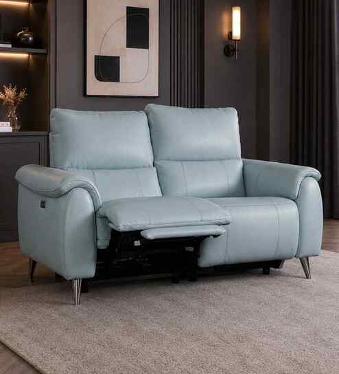 Levanto Motorised 2 Seater Recliner In Mist Blue Colour