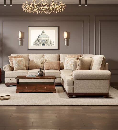 Lewis 7 Seater LHS Sofa In Beige Color