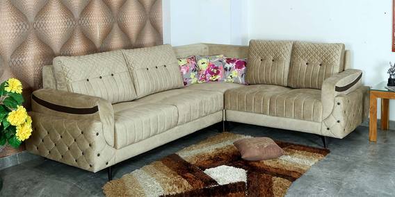 Buy Leeza Six Seater Corner Sectional Sofa In Light Brown Cream