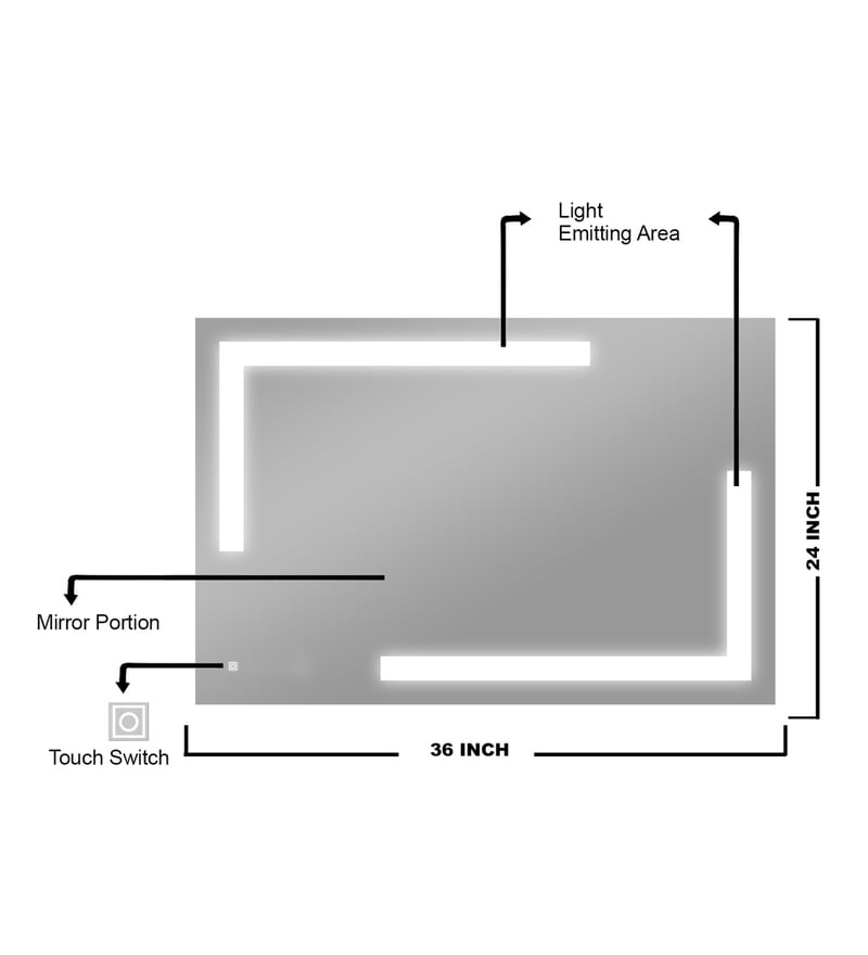 Buy LED Rectangle Wall Mirror in Silver Colour Online LED Mirrors