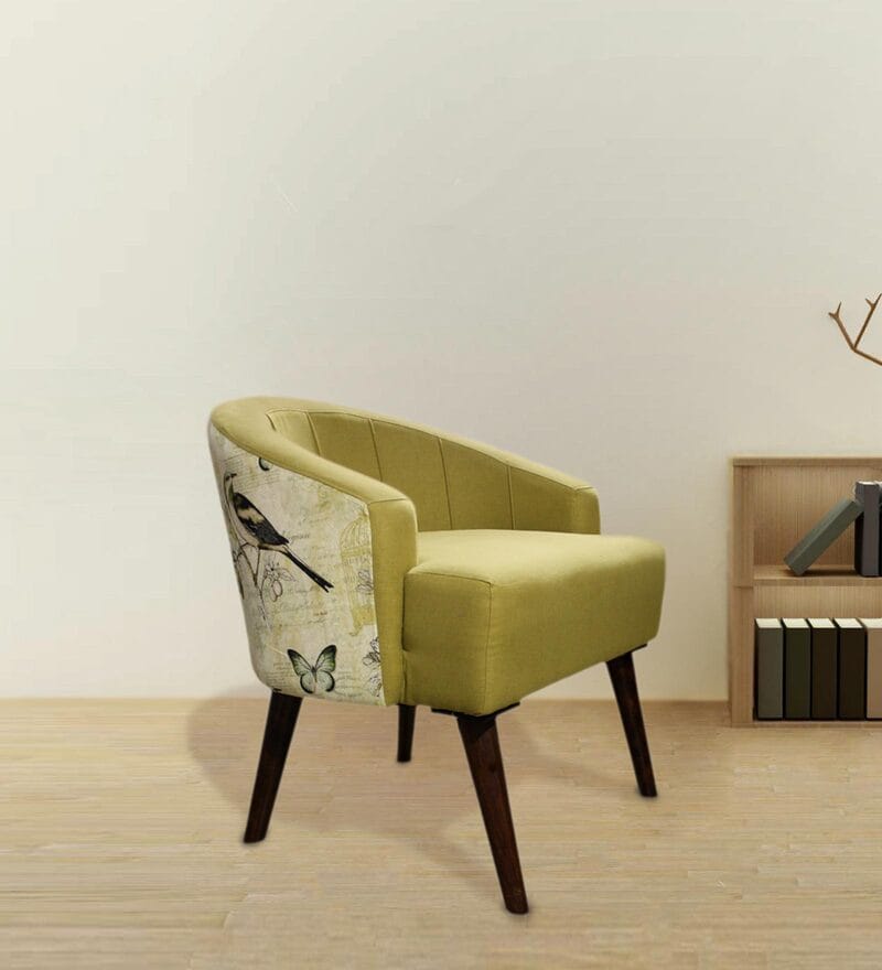 Buy Leeds Fabric Barrel Chair in Green Colour by Tweak Homes Online