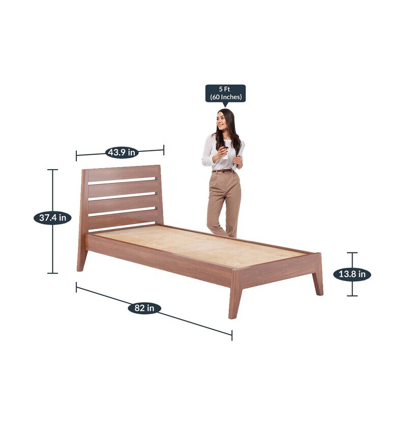 Buy Leeds Single Bed in Dark Oak Finish by Durian Online Modern