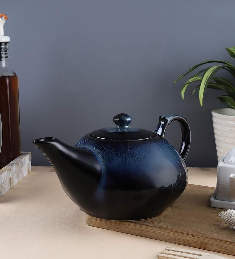 Buy Leher 650ml Blue Colour Ceramic Teapot by Vareesha Online Tea