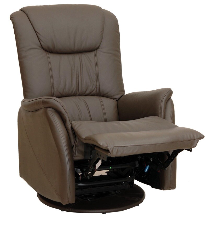 Buy Leisure Man Genuine Leather Recliner Chair in Brown Colour by