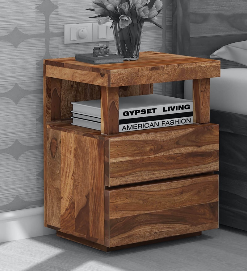 Buy Leo Solid Wood Night Stand in Rustic Teak Finish by ...