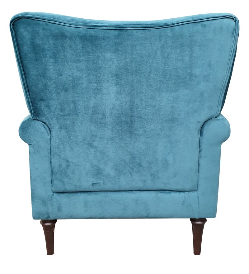 Buy Leon Lounge Chair in Teal Green Colour by ARRA Online Full Back