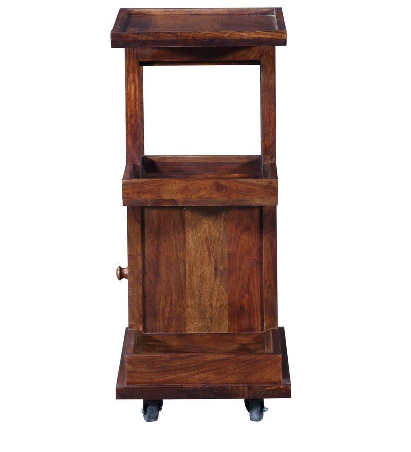 Buy Lerro Solid Wood Bar Trolley in Provincial Teak Finish By