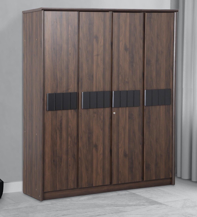 Buy Lewis 4 Door Wardrobe in Brown Finish by Home Centre Online 4