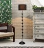 Black Fabric Shade Floor Lamp with Black Base