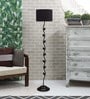 Black Fabric Shade Floor Lamp with Black Base