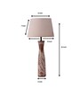 Leaf Patterned E27 Holder Wooden Base Table Lamp (Brown Base) with Fabric Shade (White)