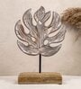 Leaf Grey Acacia Wood Sculpture Table Accent