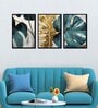 Leaf Multicolour Canvas & MDF (Set of 3) Framed Art Panels