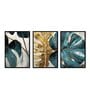 Leaf Multicolour Canvas & MDF (Set of 3) Framed Art Panels