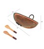 Leaf Of Nature Brown  Wood 3 Pcs Tray With Spoons