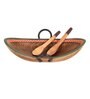 Leaf Of Nature Brown  Wood 3 Pcs Tray With Spoons