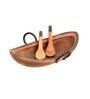 Leaf Of Nature Brown  Wood 3 Pcs Tray With Spoons