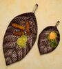 Leaf Shaped Brown 13 Inch Aluminium (Set of 2) Appetizer Platter