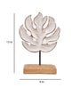 Leaf White  Acacia Wood Sculpture Table Accent