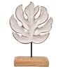 Leaf White  Acacia Wood Sculpture Table Accent