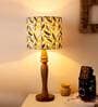 Leafy Impressiom Multicolor Canvas Shade Table Lamp with Brown Base