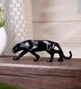 Leaping Jaguar Black Resin Animal Figurines