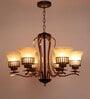 Brown Mild Steel and Glass Shaded Chandelier