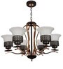 Brown Mild Steel and Glass Shaded Chandelier