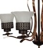 Brown Mild Steel and Glass Shaded Chandelier