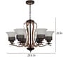 Brown Mild Steel and Glass Shaded Chandelier