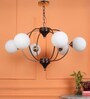 Black and Gold Mild Steel and Glass Globe Chandelier