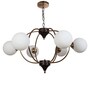 Black and Gold Mild Steel and Glass Globe Chandelier