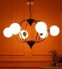 Black and Gold Mild Steel and Glass Globe Chandelier