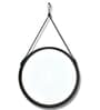 24 Inch Black Leather Round Hanging Mirror with Belt