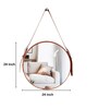 24 Inch Tan Leather Round Hanging Mirror with Belt