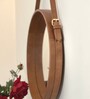 24 Inch Tan Leather Round Hanging Mirror with Belt