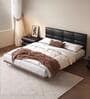 Leatherette Back King Size Bed in Walnut Finish