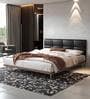 Leatherette Back King Size Bed in Walnut Finish
