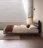Leatherette Back King Size Bed in Walnut Finish