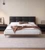 Leatherette Back King Size Bed in Walnut Finish