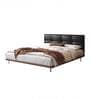 Leatherette Back King Size Bed in Walnut Finish