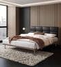 Leatherette Back King Size Bed in Walnut Finish