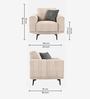 Lebanon Chenille Fabric 1 Seater Sofa In Cream Colour