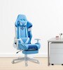 Leeroy Leatherette Gaming Chair in Blue & White Colour