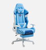 Leeroy Leatherette Gaming Chair in Blue & White Colour